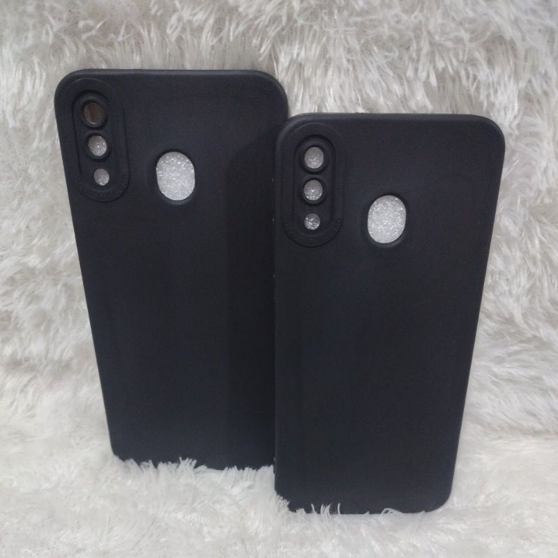SoftCase Pro Camera Black Hitam Samsung M20 Silicone Case Macaron Pelindung Cover Belakang Hp