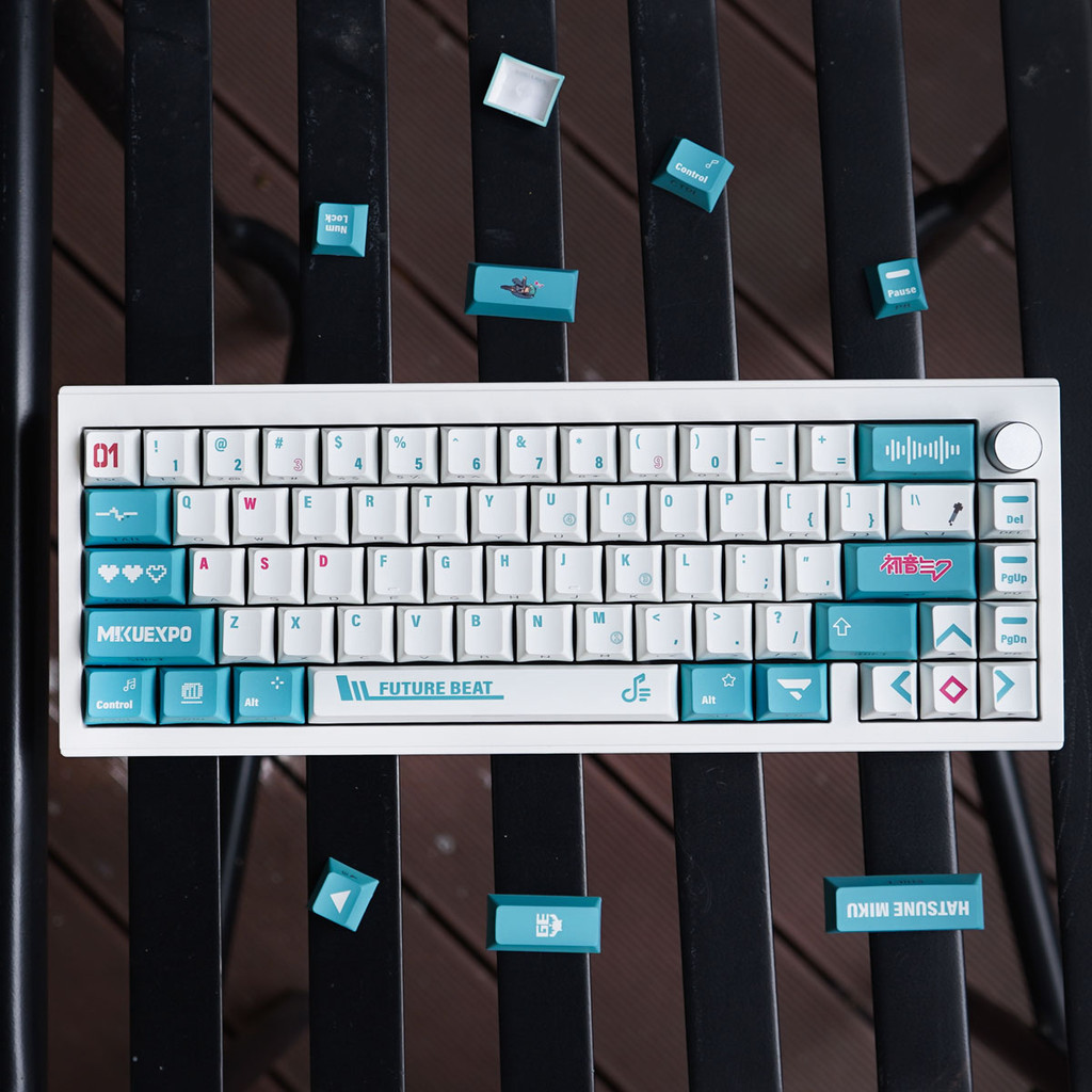 Hatsune Miku keycaps Cherry Profile PBT Cahaya Samping melalui untuk MX Switches Keyboard Mekanik