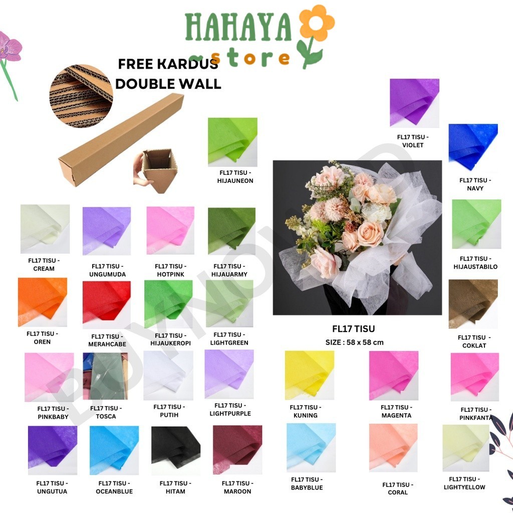 

HAHAYA - (5 LEMBAR) - FL17 TISU Kertas Tissue Buket/ Kertas Tissue/ Flower Wrapping Paper