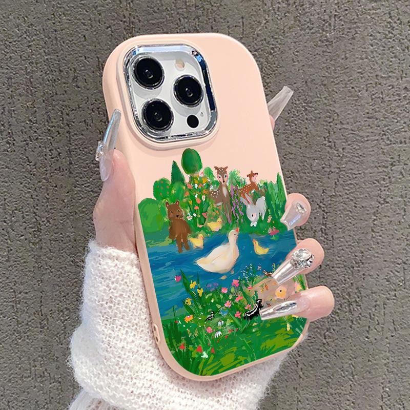 Softcase For Samsung A32 5G A34 M32 Slikon Oval Case Plating Lens Anime Creature Cases