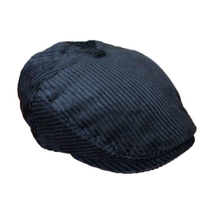 Topi Flat cap holigan Corduroy Hitam - M
