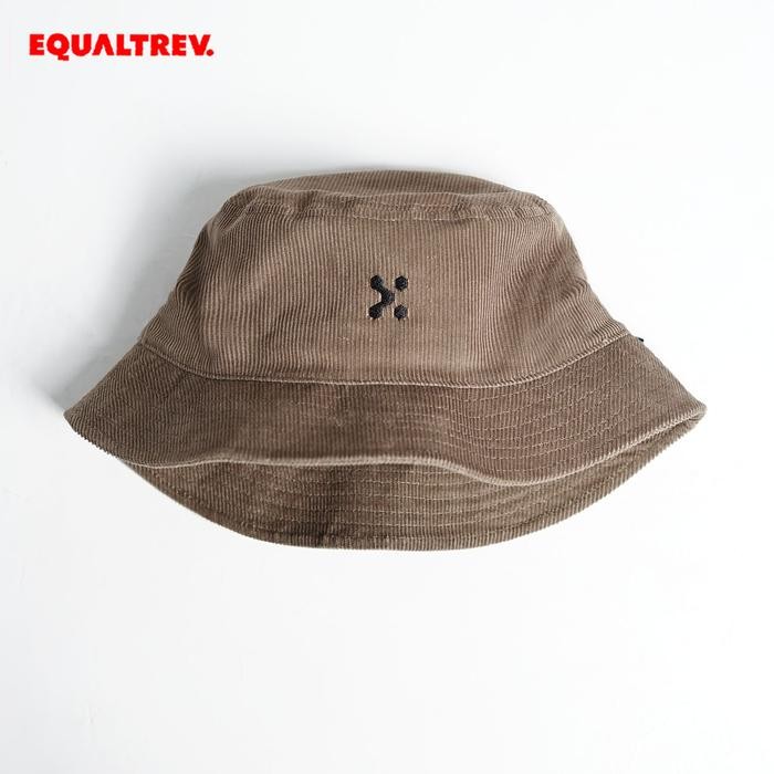 Equaltrev - Rockruff - Topi Rimba Coklat Corduroy Premium Cowok - Brown Bucket Hat Pria - Aksesoris
