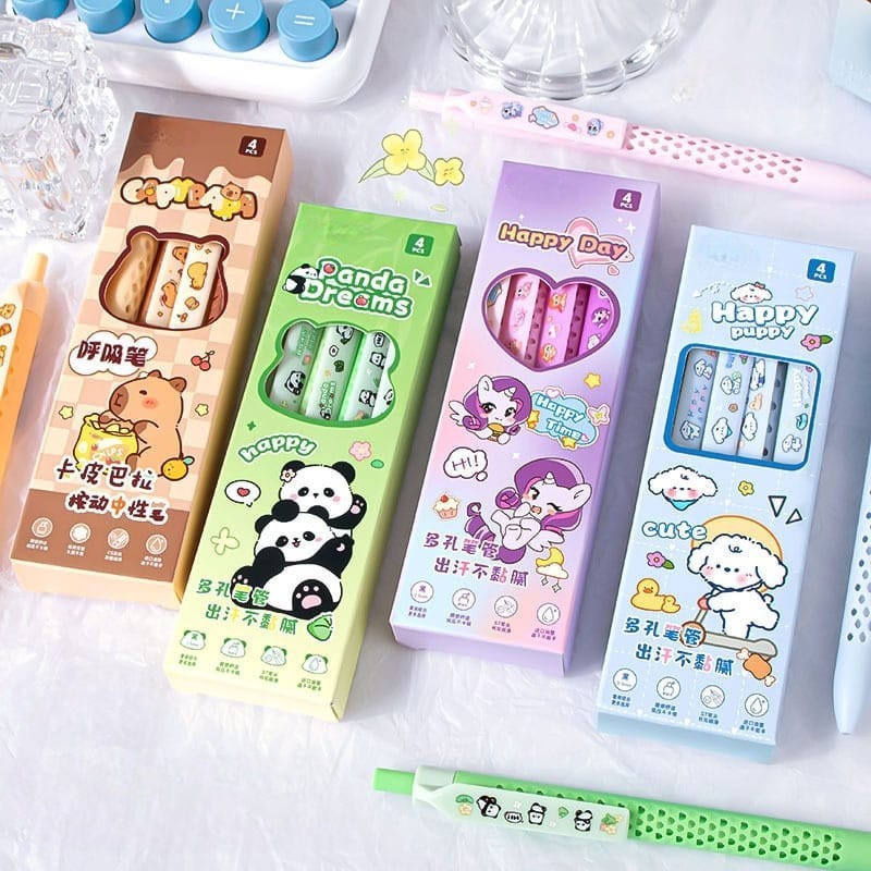 

davedesign #ST148 (1 BOX ISI 4 PCS) PENA GEL MEKANIK UNIK LUBANG PREMIUM IMPORT KARAKTER CAPYBARA & FRIENDS PULPEN CETEK TIP ST 0.5MM TINTA HITAM BOLPOIN LUCU ALAT TULIS SEKOLAH VIRAL