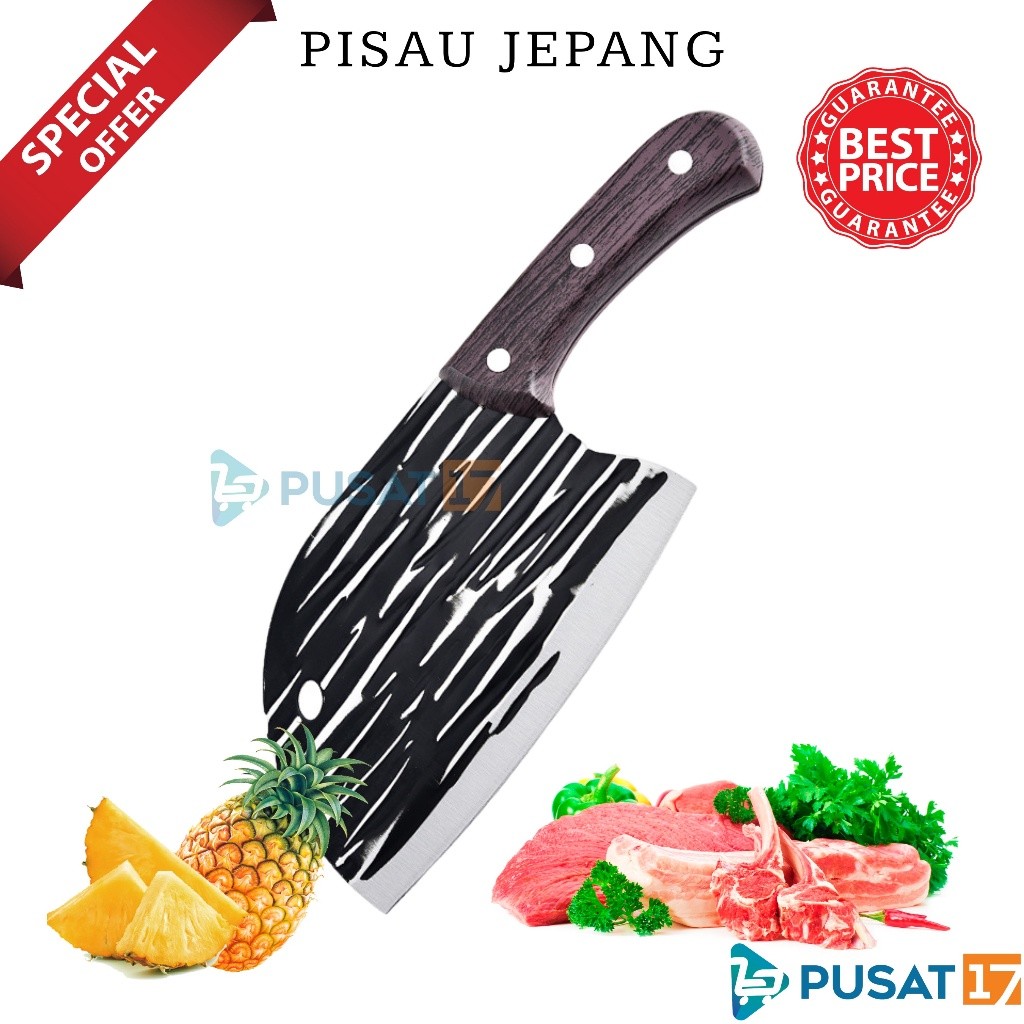 PISAU KOKI JEPANG SUPER TAJAM STAINLESS STEEL  / PISAU POTONG DAGING SAYUR IKAN / PISAU DAPUR JUMBO 