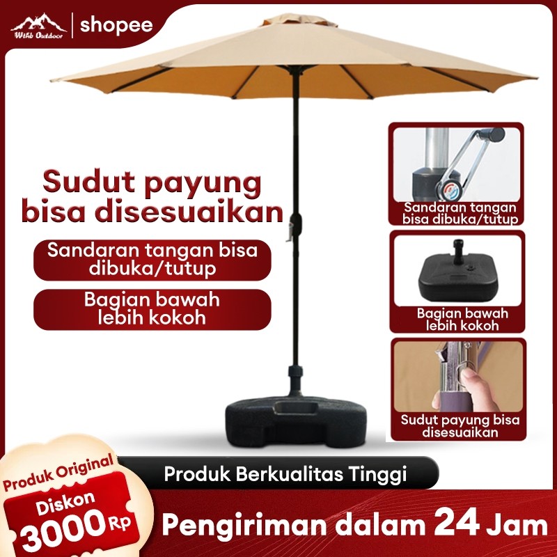 WTHB Outdoor  Tenda Payung Payung Jualan 270CM Pantai Outdoor Umbrella UV Perlindungan Kain