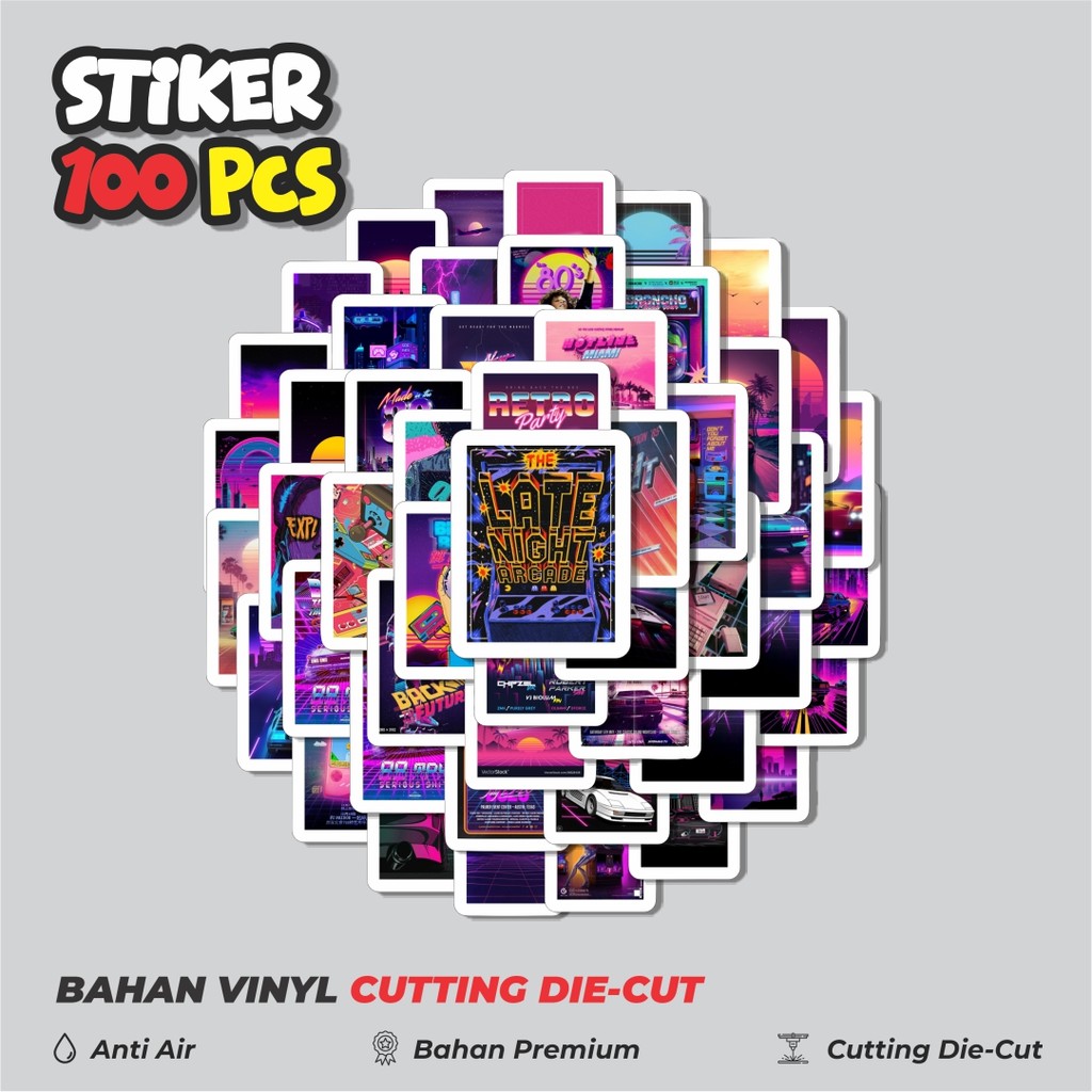 

Terbaru! 50 pcs Stiker Vaporwave/Shockwave Dekorasi Lucu Kreatif untuk Notebook, Skateboard, HP