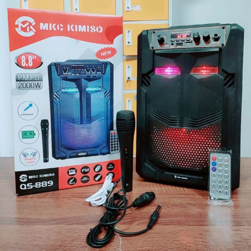 Speaker bluetooth portable QS-889 8,8inc free mic