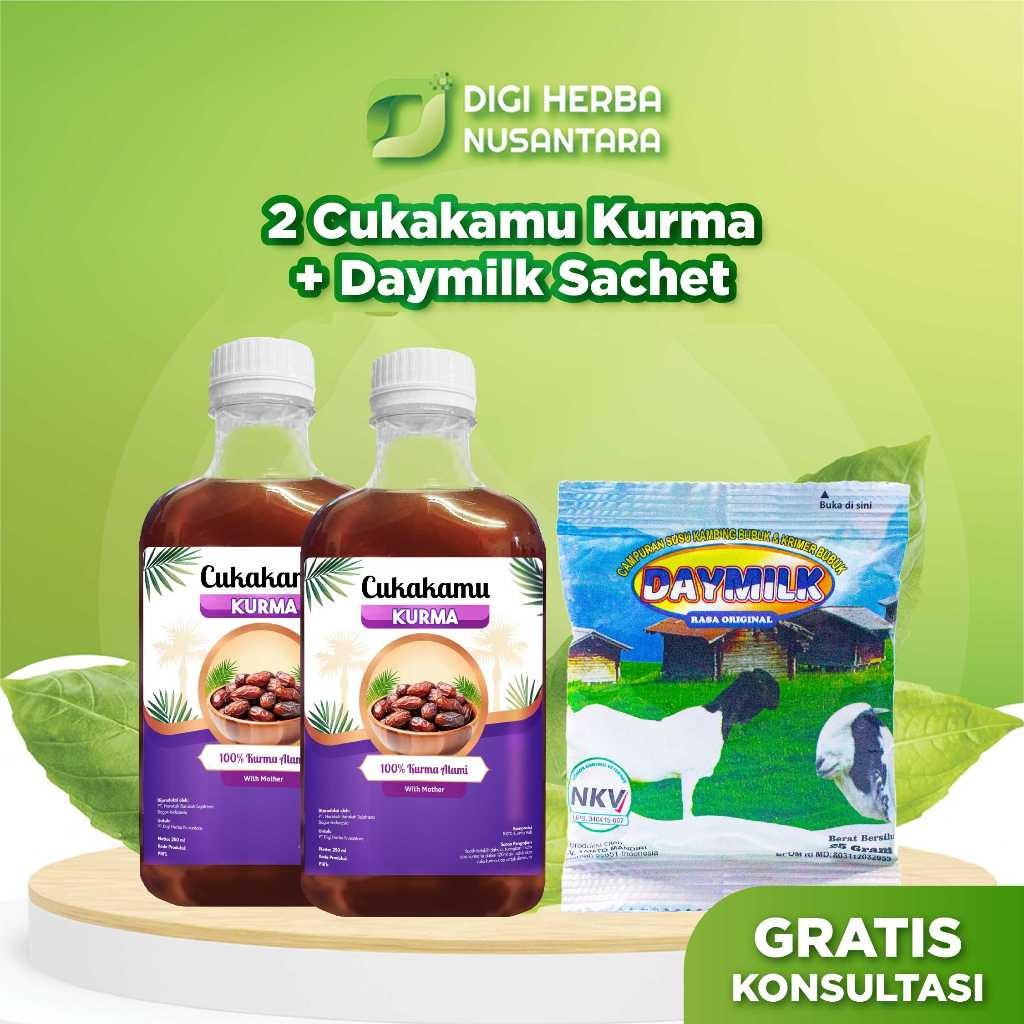 

New CUKAKAMU Cuka Kurma Mencerahkan Wajah Putih Bersih Flek Hitam & Kerutan Hilang - 2 Botol (Free Daymilk Sachet)Premium