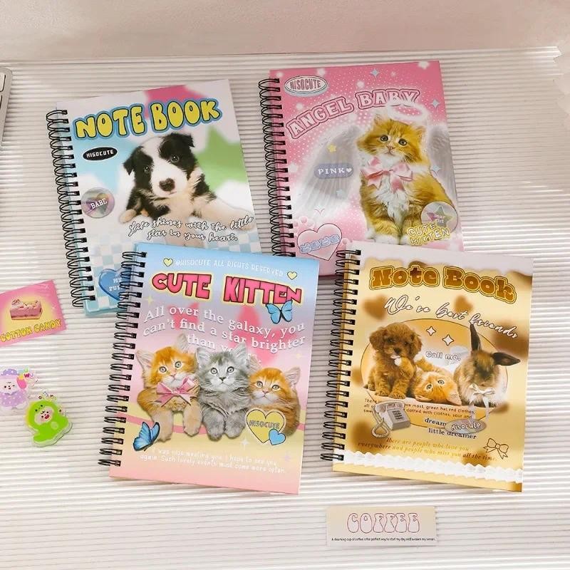 

American Retro Cute Cartoon Puppy Cat Loose Leaf Notebook Girl Coil Planner Journal Diary Notepad Sketbook Student Stationery