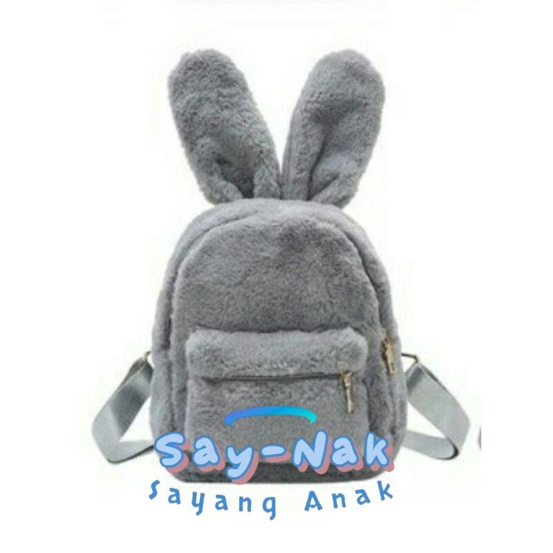 Tas Ransel Bulu Halus Wanita BESTIE RABBIT Tas Lucu Bulu Lembut Tas Perempuan