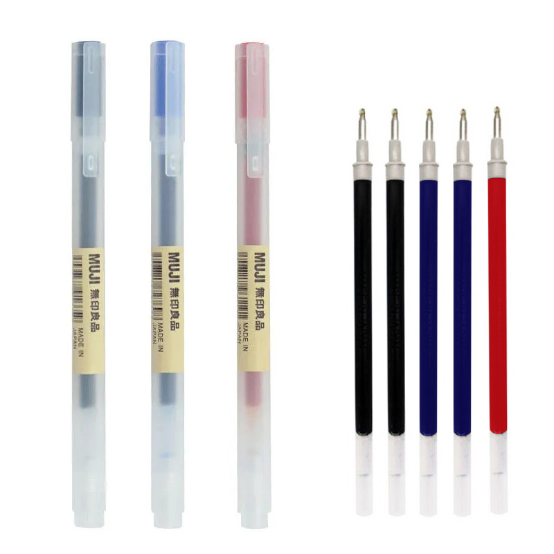 

0.38/0.5mm Black/Red/Blue Ink Refills Rod Handle MUJIs Gel Pen Set Stationery Office Student Business Signature Pen