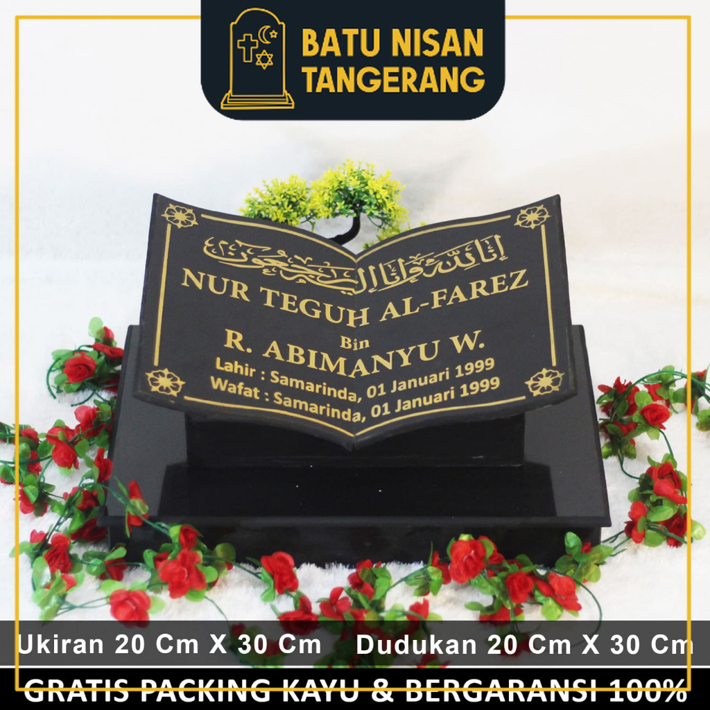 BNT - Kepala Batu Nisan Dudukan Model Bentuk Buku Alquran Maesan Makam Nissan Kijing Full Set Granit
