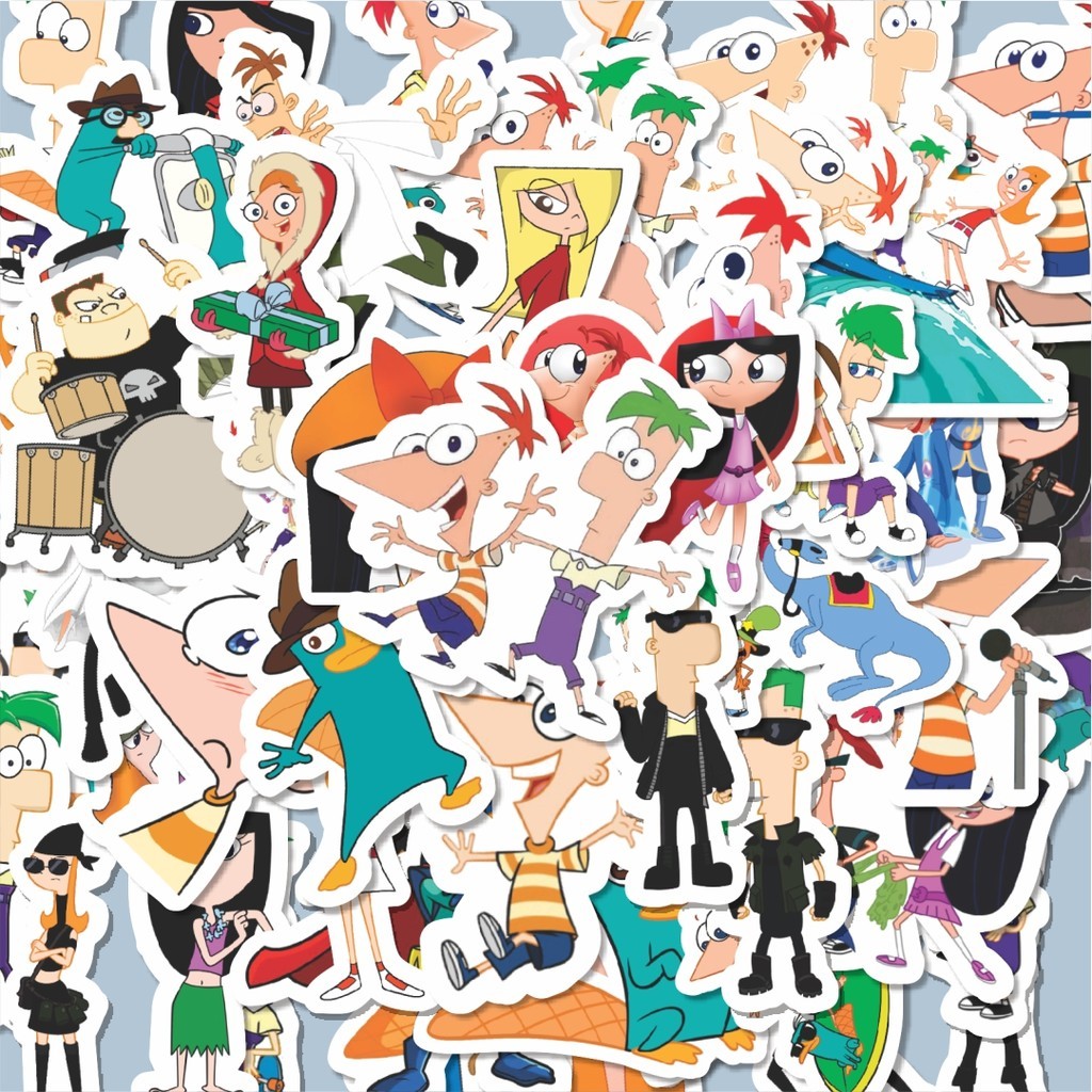 

100PCS Lucu Sticker Kartun Phineas And Ferb Sticker Stiker Aesthetic Stiker Anti Air Stikers Berperekat Waterproof sticker decal buat Motor Helm Buku Journal Koper Casing HP Laptop Botol Minum Hadiah anak