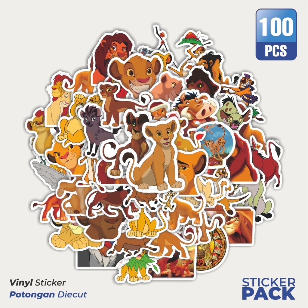 

MURAH 100 PCS Stiker Kartun The Lion King Waterproof Aesthetic- Untuk Laptop, Motor, dan Helm - Paper Stationery Pack