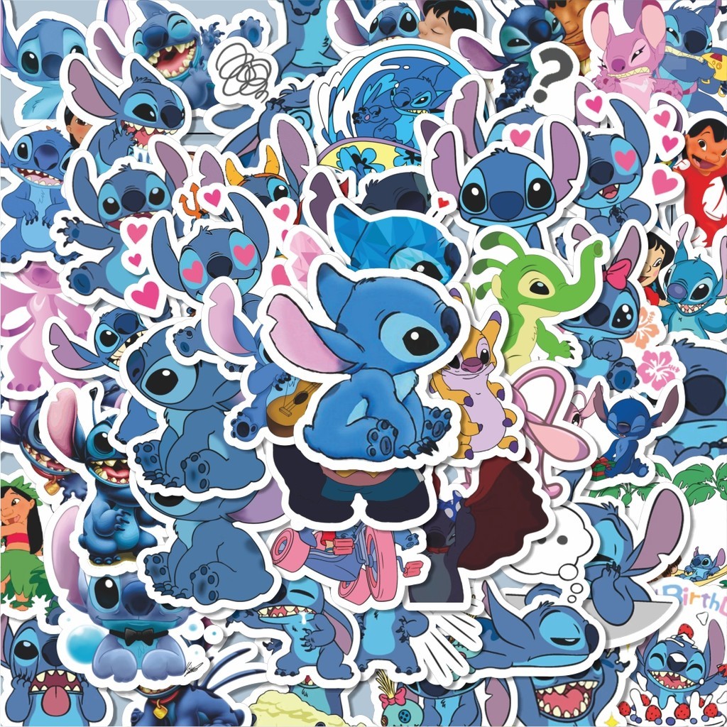

100PCS Lucu Stiker Kartun Disney Lilo & Stitch Stiker Aesthetic Stiker Anti Air Stikers Berperekat Waterproof sticker decal buat Motor Helm Buku Journal Koper Casing HP Laptop Botol Minum Hadiah anak