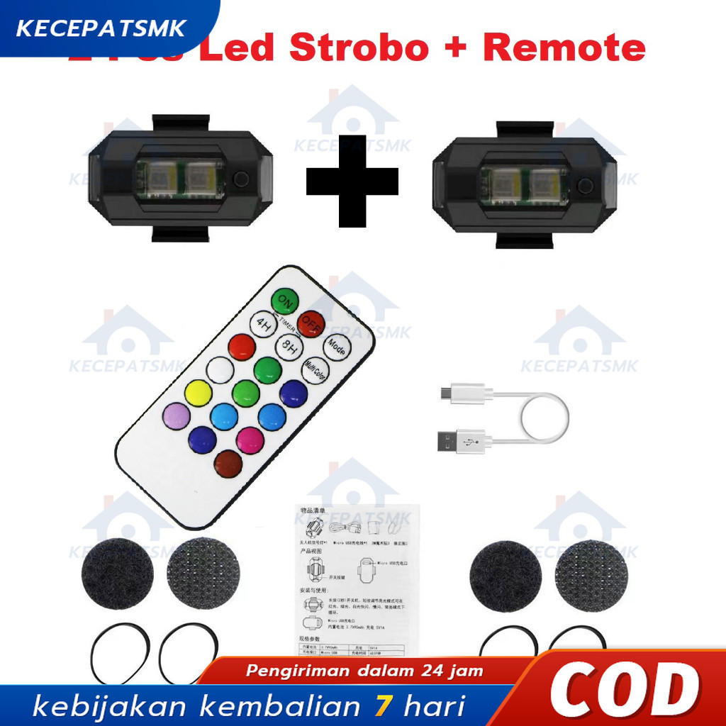 Lampu LED Pesawat Mobil Pesawat UAV Remote Control 7 Warna USB Pengisian Daya Kendali Jarak Jauh