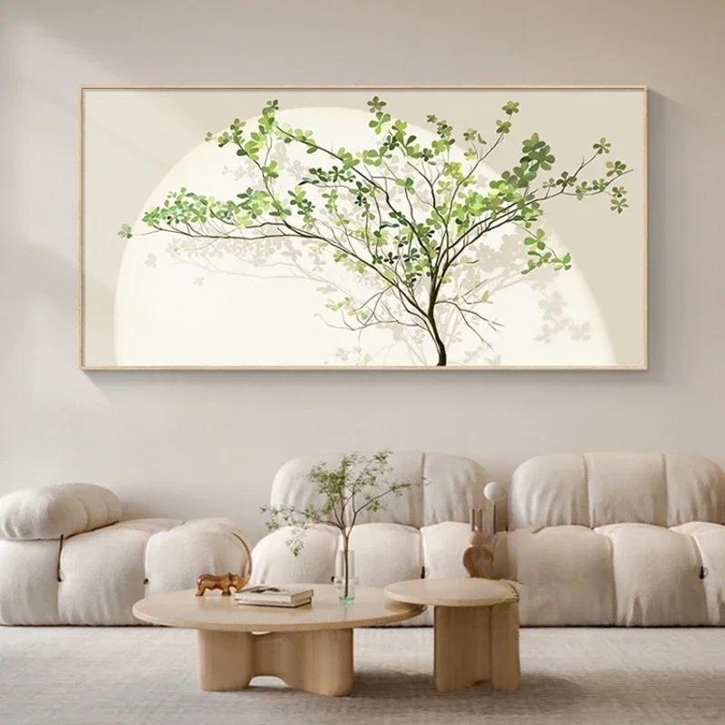 

Nordic Living Room Decoration Painting Horizontal Sofa Background Wall Mural Fresh Green Plant Bedroom Hanging Painting