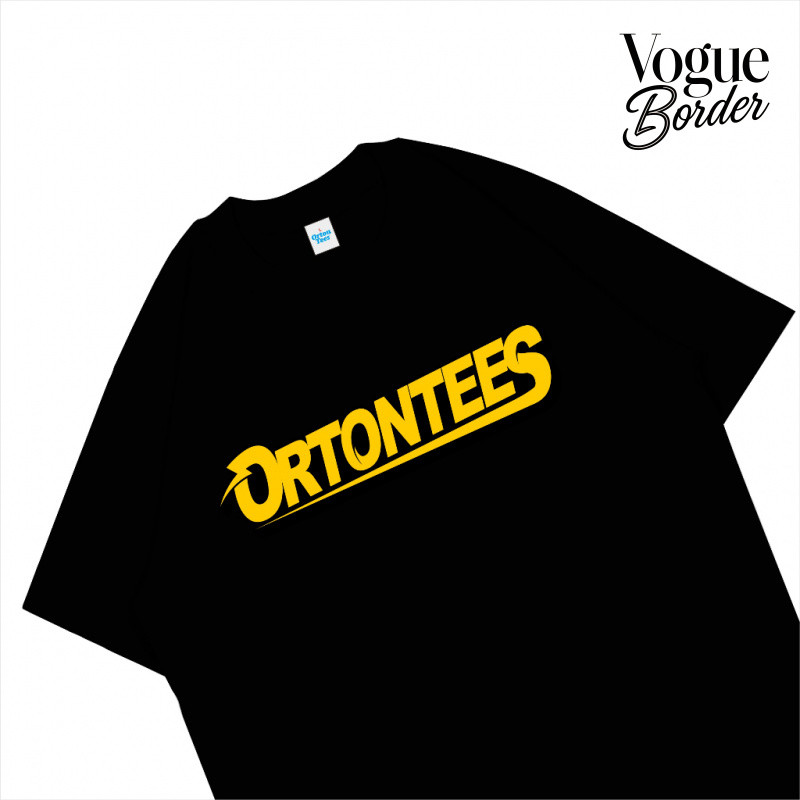 VOGUE BORDER ORTONTEES SPINNING T-Shirt HITAM Pria Wanita Premium Cotton 24s Kaos Street Wear Distro