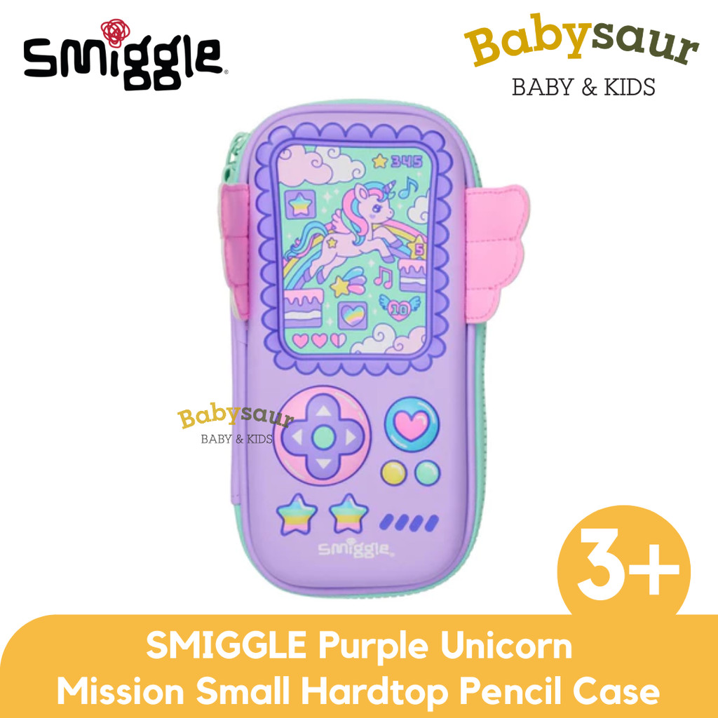 

SMIGGLE 100% Original Purple Unicorn Mission Small Hardtop Pencil Case Peralatan Sekolah Tempat Pensil Anak Perempuan