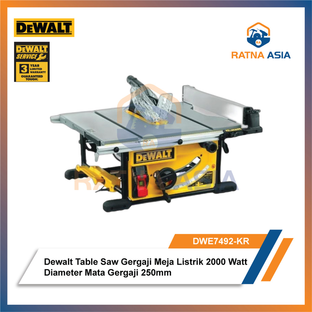 Dewalt DWE7492 Table Saw Gergaji Meja Listrik 2000 Watt Diameter Mata Gergaji 250mm DWE7492-KR
