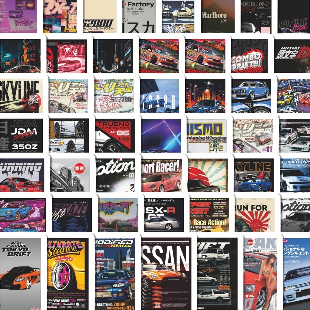 

Stiker Cutting Pack Stiker Super Street Racer JDM Car v4 Isi 100Pcs Series Aesthetic Lucu Keren Untuk Koper Bahan Vynil