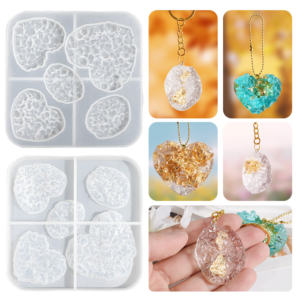 

Heart Pendant Silicone Mold DIY Epoxy Resin Crystal Cluster Pendant Mold Diamond Face Love Jewelry Necklace Pendant Making Mold