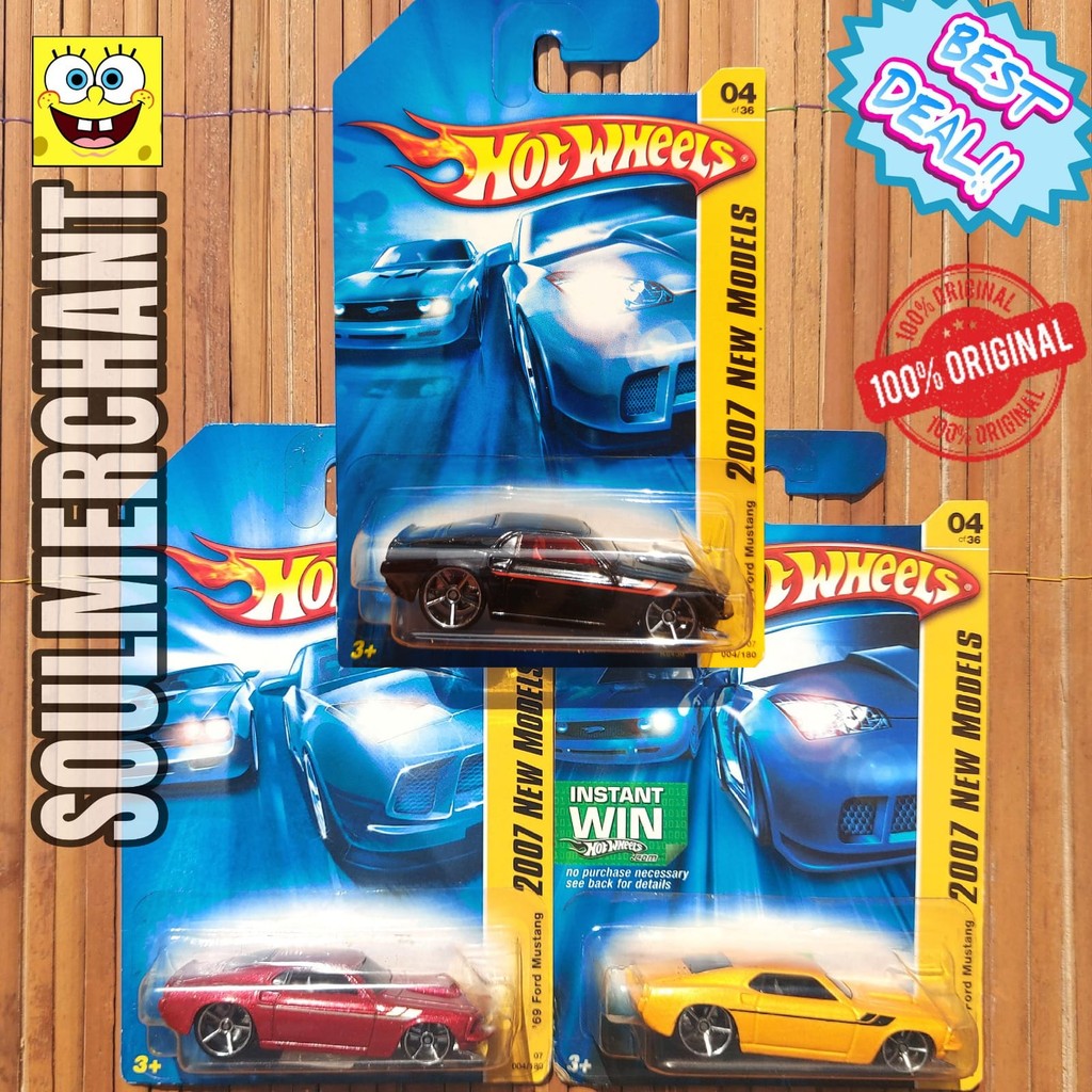 Hot Wheels 69 Ford Mustang Hitam Merah Kuning Diecast Sport Car