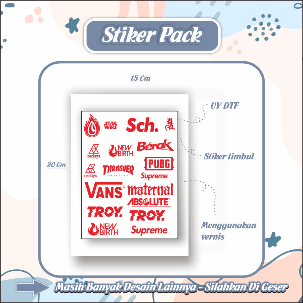 

Stiker Sponsor Logo Brand Tumbler Koper hape Laptop Pack UV DTF Motif Brand Kuning Merah P22