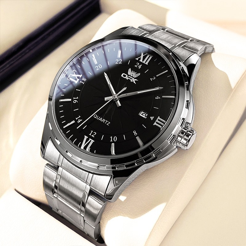 jam tangan pria OPK Jam Tangan Pria Anti Air Original Cowok Terbaru Mewah Hitam Tanggal Otomatis Lux