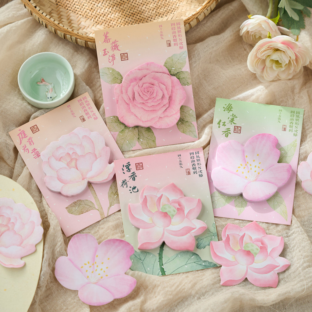 

Memo Pad Flower Shape Pink Notepad Sticky Adhesive Kawaii Memo for Decoration Student Stationery School Supplies