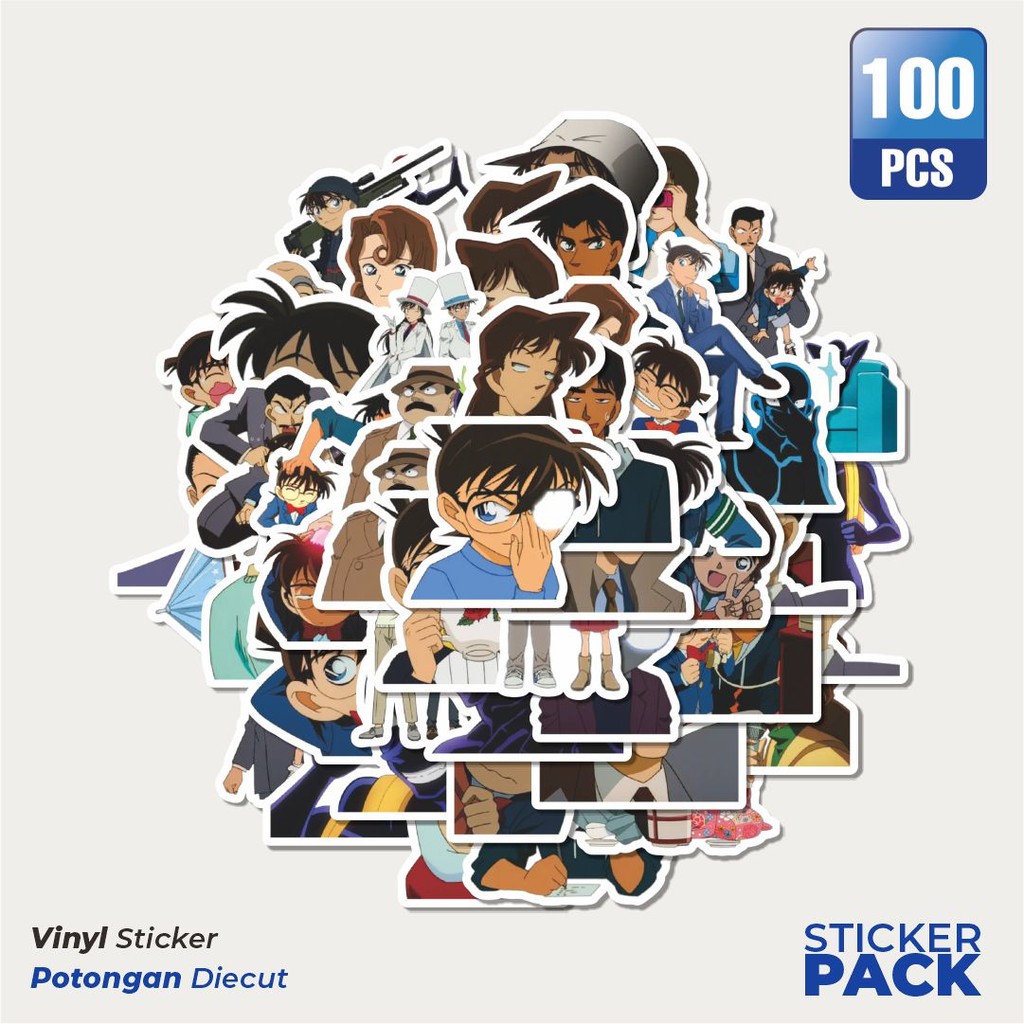 

Super Hemat! 100 PCS Stiker Anime Detective Conan Waterproof Aesthetic- Untuk Laptop, Motor, dan Helm - Paper Stationery Pack