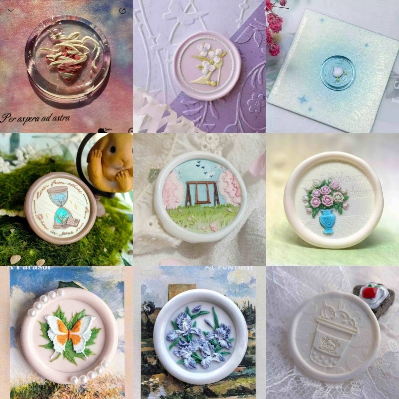 

New Lacquer Seal Music Player Stamp Bronze Head Toy With Peony Peach Design Alien Relief Creative Diy Arts & Crafts Stamp Toy