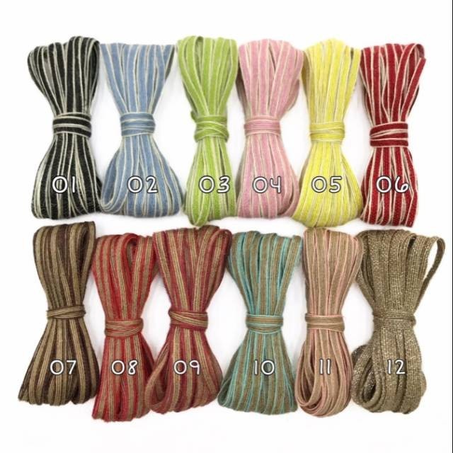 

25 YARD - 0.6 CM | PITA GONI WARNA 1/4 INCH | 12 PILIHAN WARNA