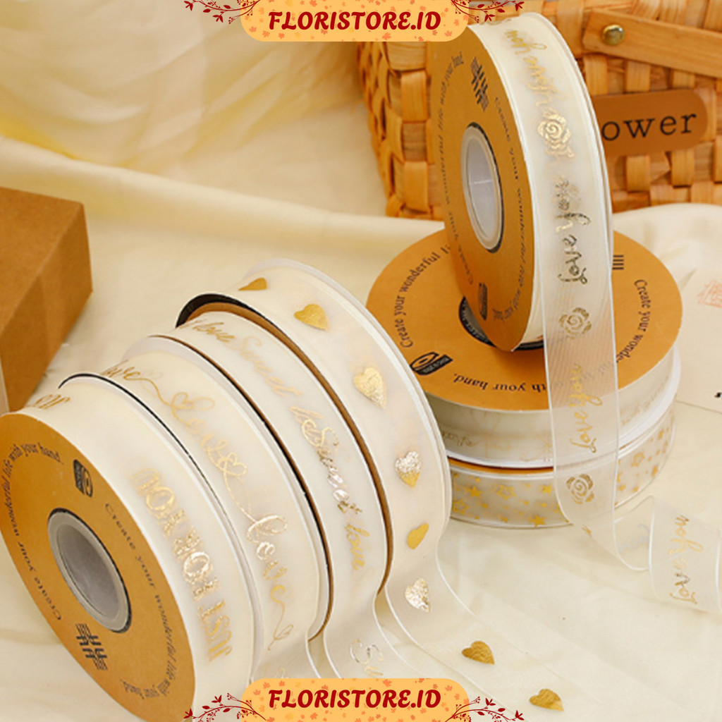 

GOLD FOIL PRINT RIBBON / PITA KAIN / PITA KADO / FLORIST SUPPLY