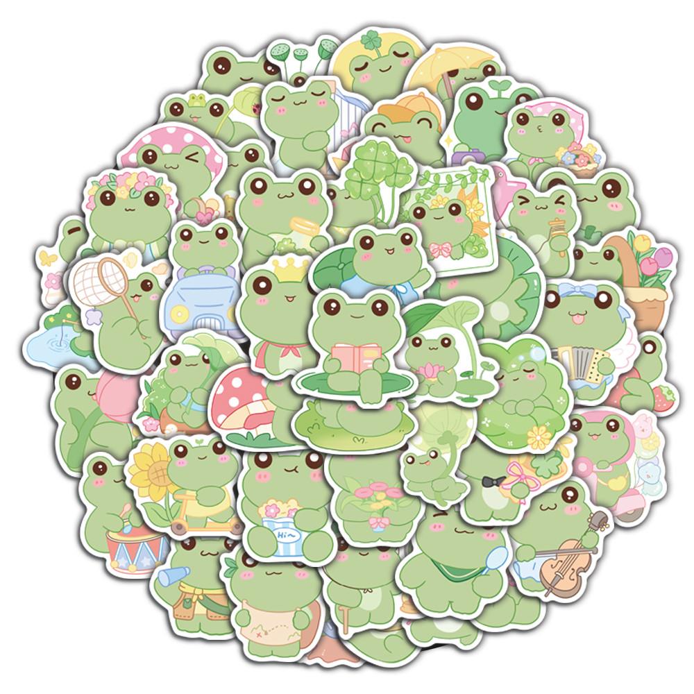 

50PCS Creative Vitality Frog Cute Cartoon Paper Decorative Phone Cases Notebook Water Cups Personalized Waterproof Stickers