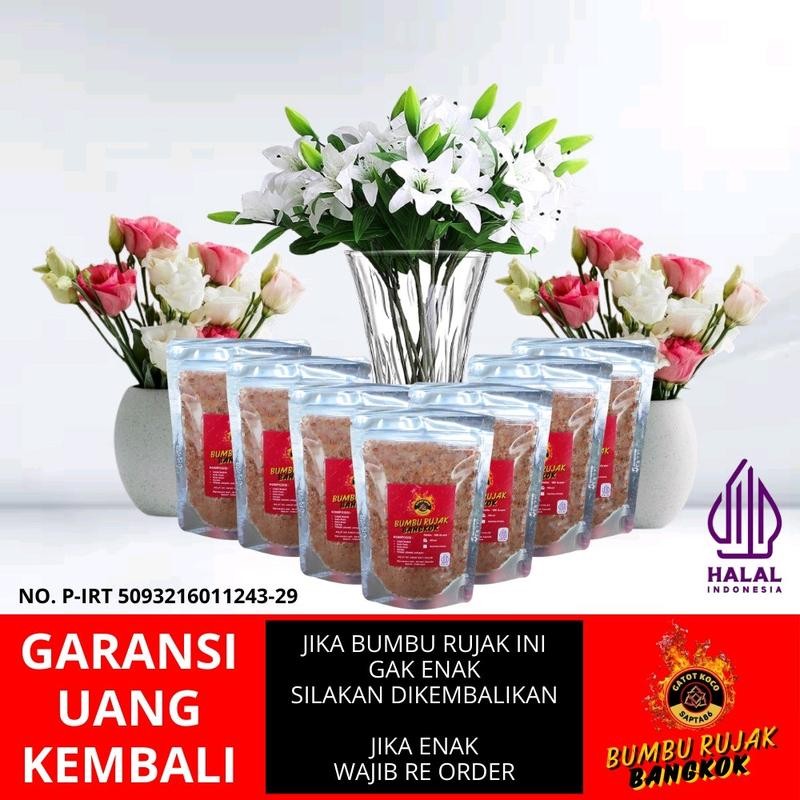 

Bumbu Rujak Bangkok / Bumbu Rujak Jambu Kristal / Bumbu Rujak Buah 100 gr Gula Merah Terasi garam pedas manis asin Non Msg Jamur Bawang Ayam