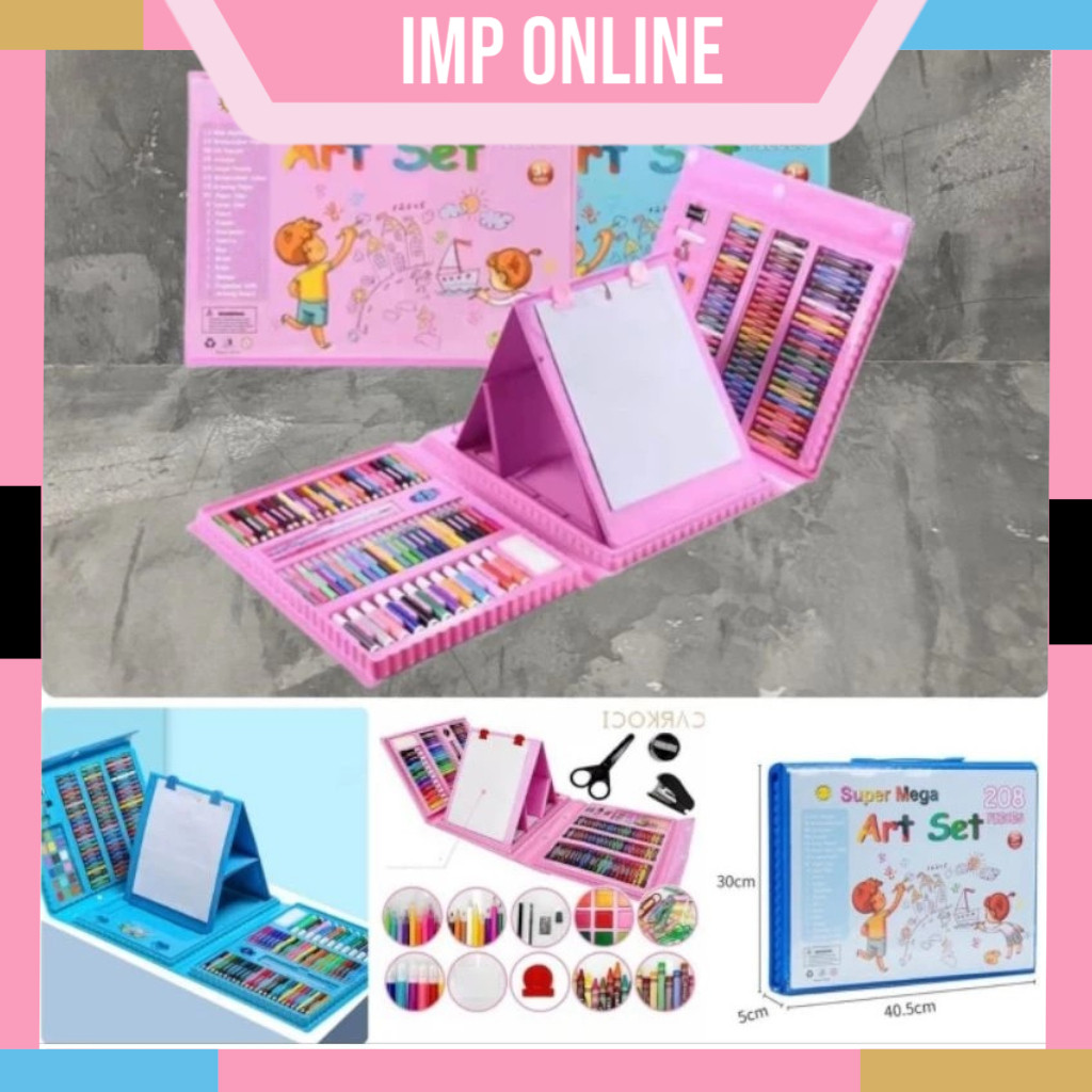 

IMP- Crayon Set 208pcs / Alat Menggambar Mewarnai Dan Melukis Lengkap Isi 208 Pcs Untuk Anak-Anak / Kit Art Supplies Painting Set For Children / Krayon Hadiah Kado Ulang Tahun Anak Birthday Gift Water Colors Pensil Warna Pencil Colours Coloring Set