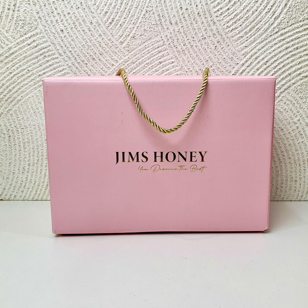 

JIMS HONEY GIFT BOX KADO HADIAH HAMPERS PARCEL SOUVENIR DIE CUT LIPAT CARDBOARD PINK HIJAU