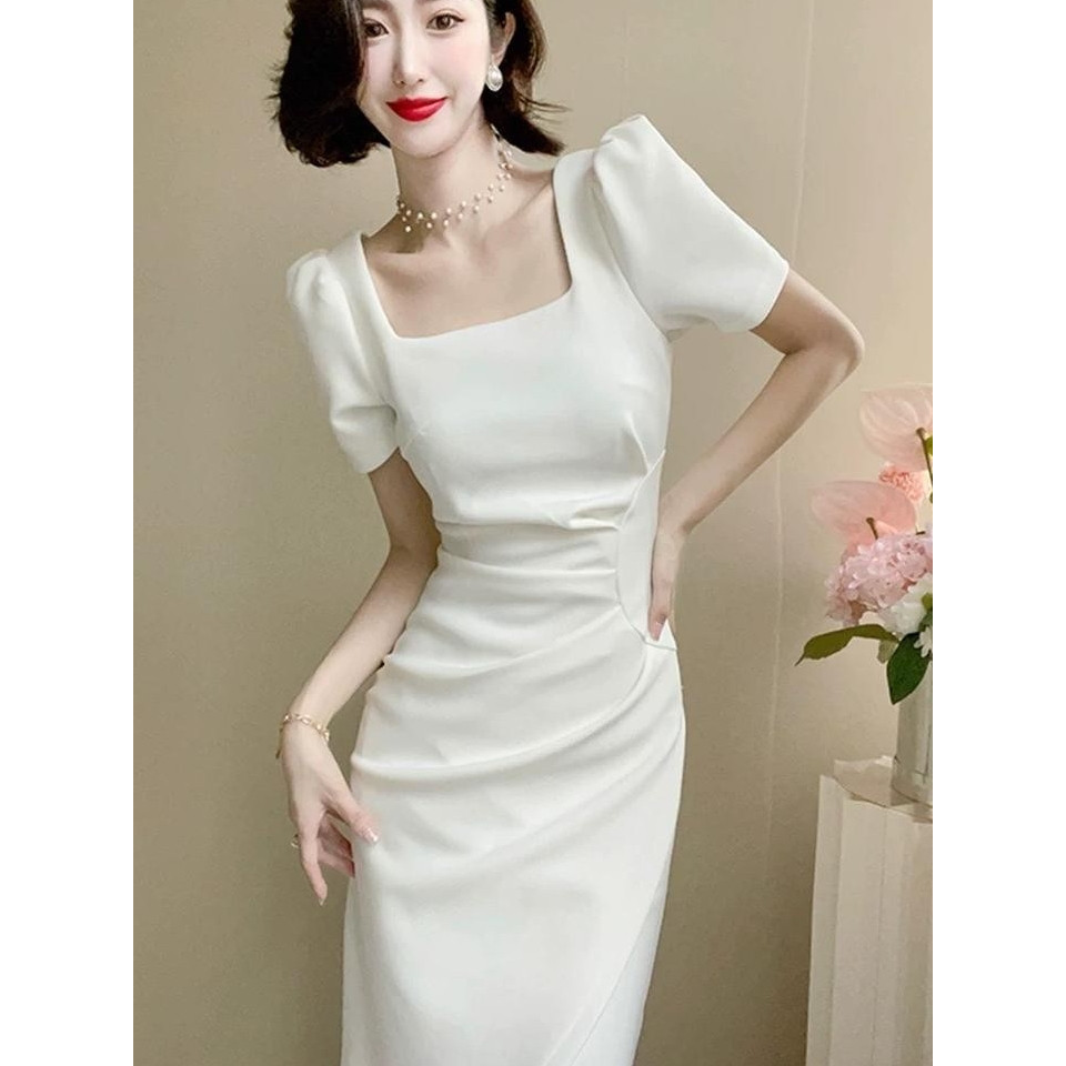 CUCI GUDANG MEIRONG SUMMER MIDI DRESS HITAM POLOS PANTAI PANJANG WANITA KOREA STYLE BAJU BLACK DRESS