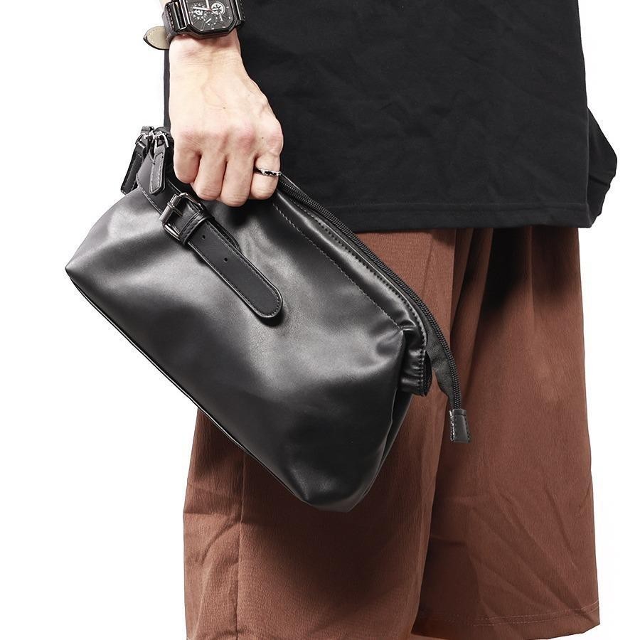 Tangan Kulit Pouch Tas Tangan Kulit Pouch Pria Kulit Clutch Kulit Pria DOHA BLACK