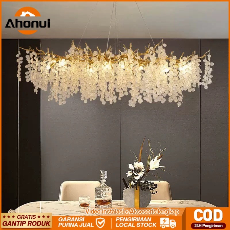 1Meter Lampu Kristal Gantung Mewah Panjang Lampu hias Gantung K9 Kristal Lampu Hias Ruang Makan Ruan