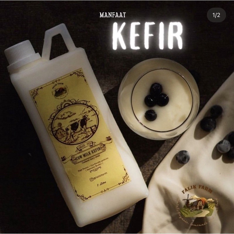

KEFIR MILK 1Liter | Pilih varian cow / goat Grass fed milk Organic HALAL dan Thayyib