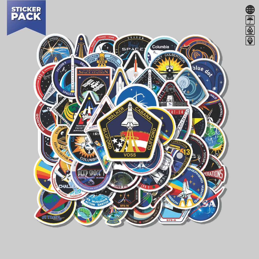 

[100PCS]Stiker Pack Stiker Space Mission Series [Misi Luar Angkasa] Aesthetic Vinyl Anti Air Dekorasi Sticker Laptop Buku Journal Koper Helm Casing HP Gitar Helm Skateboard