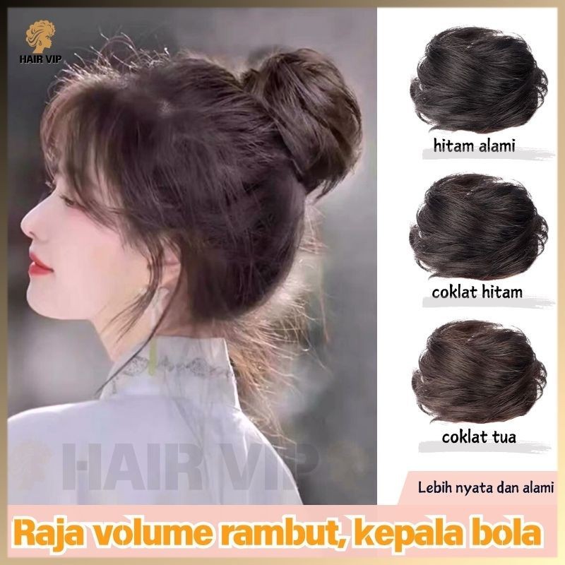 Wig kepala bola/Korean Fun Bun/ Hair Bun/ Cepol Sanggul Instan/ Jepit Cepol Rambut Palsu/ bando wig 