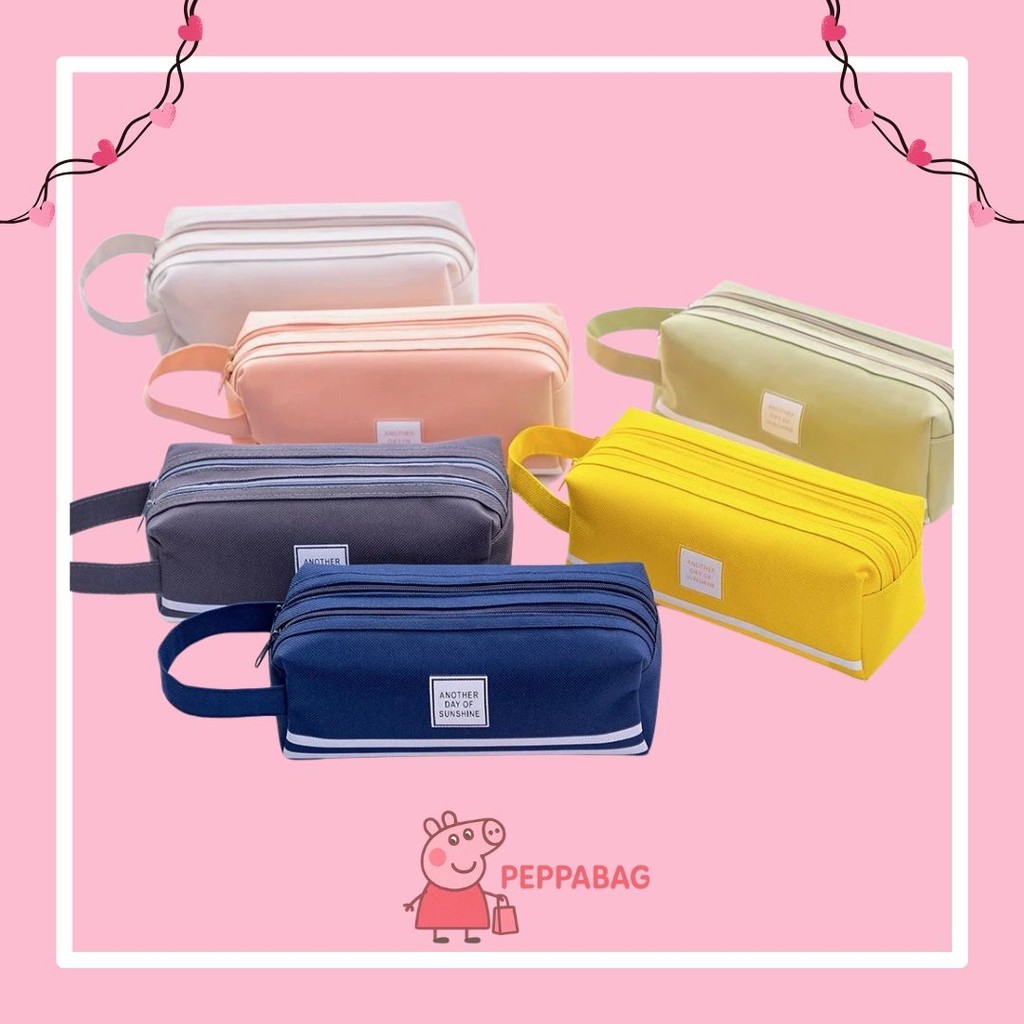 

Kotak Pensil Besar Double Zipper Warna Pastel Dua Resleting Dual Zipper Muat Bejibun - ES0287