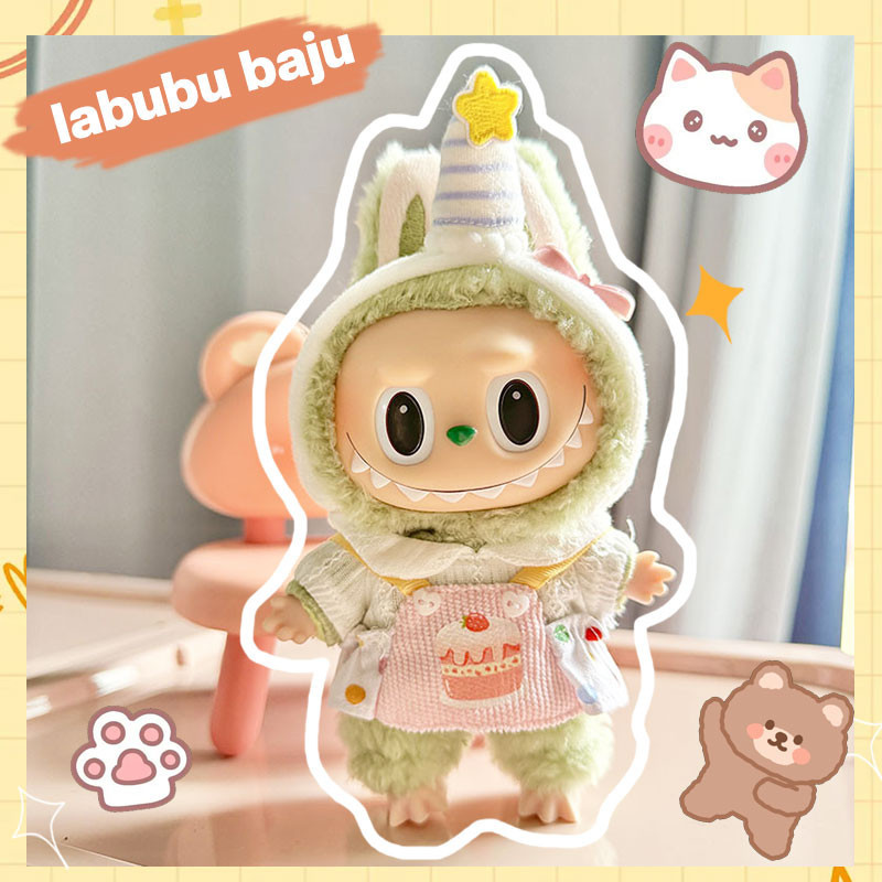 Labubu Baju Set Lucu Pesta Ulang Tahun Macaron 17Cm Boneka Bajunya Pop Mart Kostum Hanya Pakaian