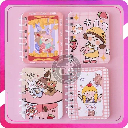 

12PCS A7 buku catatan kartun/ NOTEBOOK RING MOTIF / BUKU CATATAN RING 1 buku isi 80 lembar S101