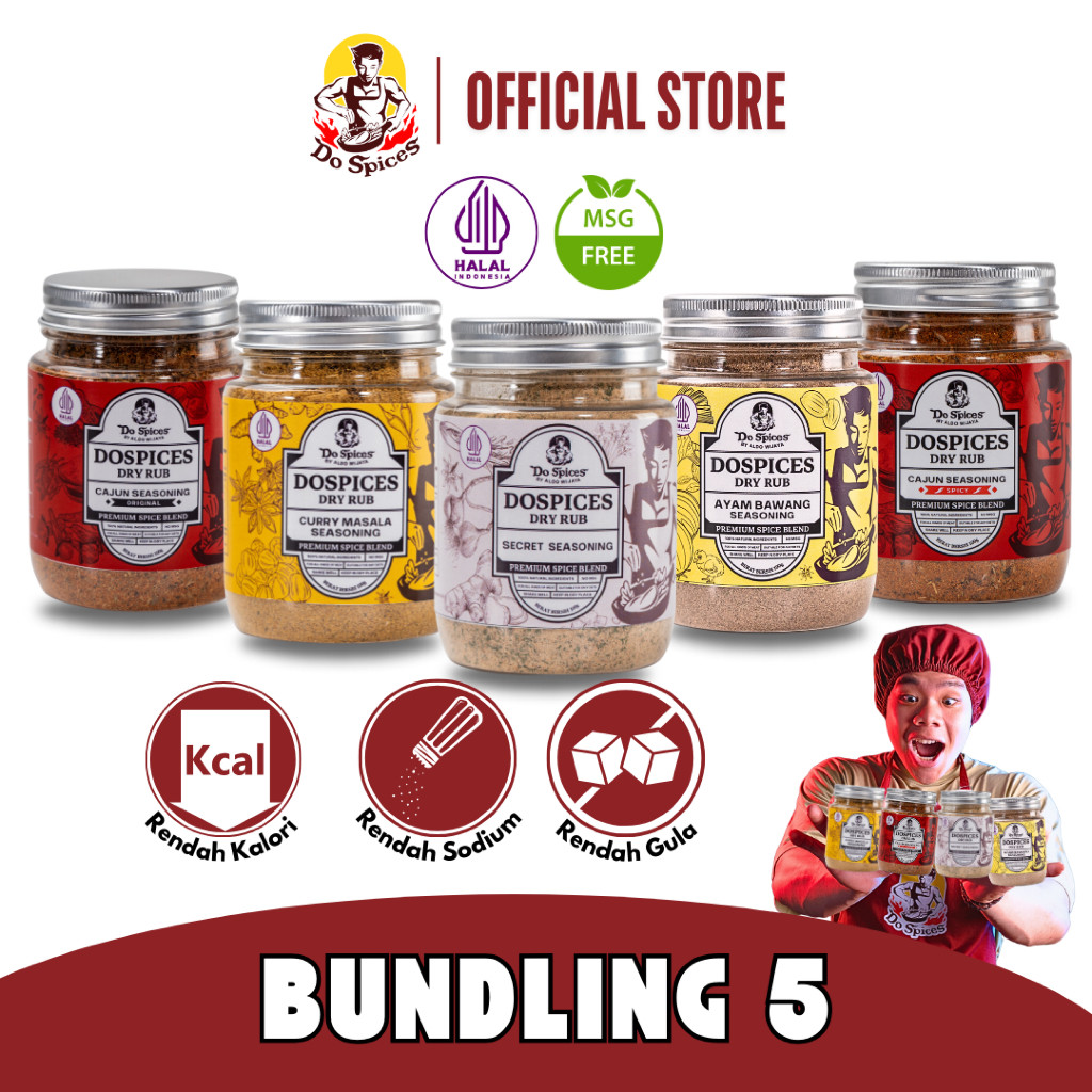

Do Spices [Bundling 5 Bumbu] - Healthy Dry Rub Bumbu Marinasi Rendah Kalori Rempah Rempah
