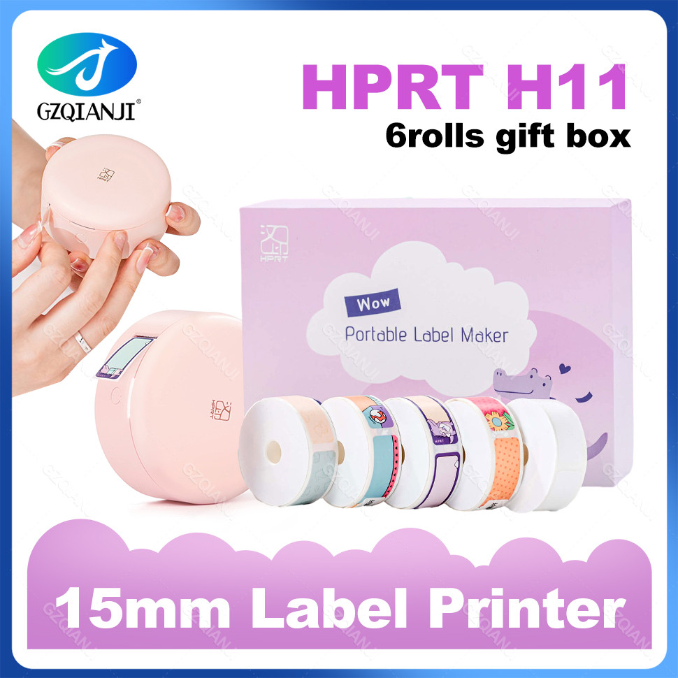 

HPRT H11 Label Sticker Printer Mini Portable Wireless Bluetooth Thermal Maker Labeller Name Date Printing with 6 Paper Roll Set