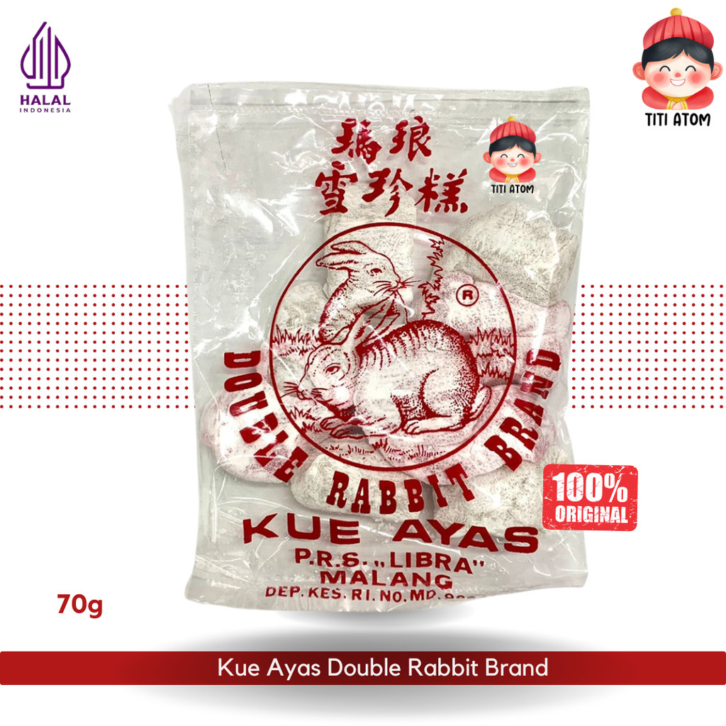 Kue Ayas Merah Putih Malang Double Rabbit Brand/Cap Dua Kelinci 70g